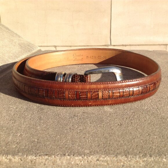 Cale Spain Genuine Lizard Belt Buckle Sz 36 Brass Buckle + Hardware - Picture 4 of 16